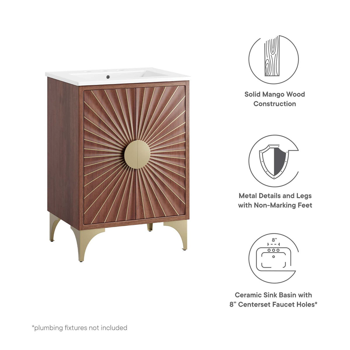 Daylight 24" Bathroom Vanity - White Walnut