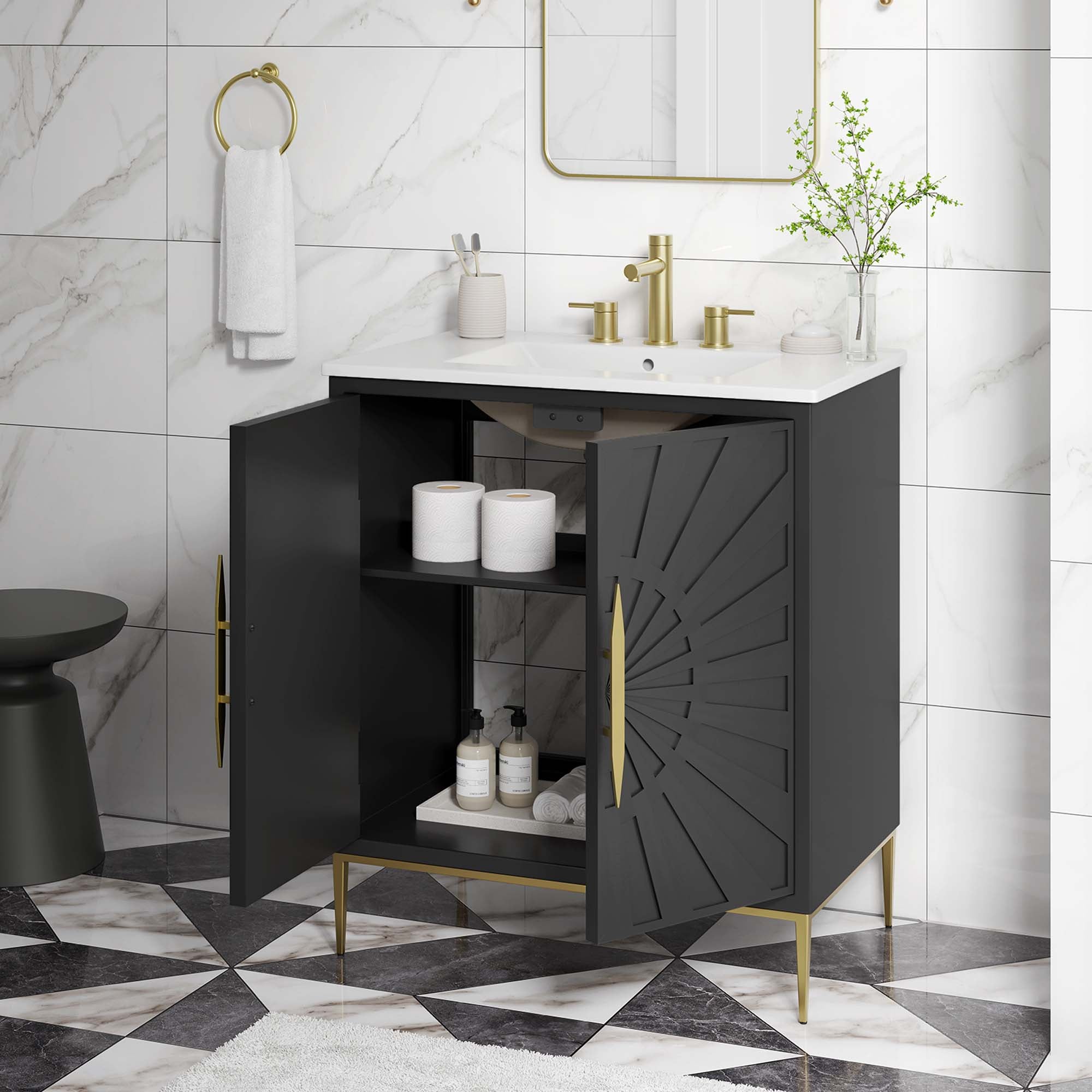 Awaken 30" Bathroom Vanity - White Black