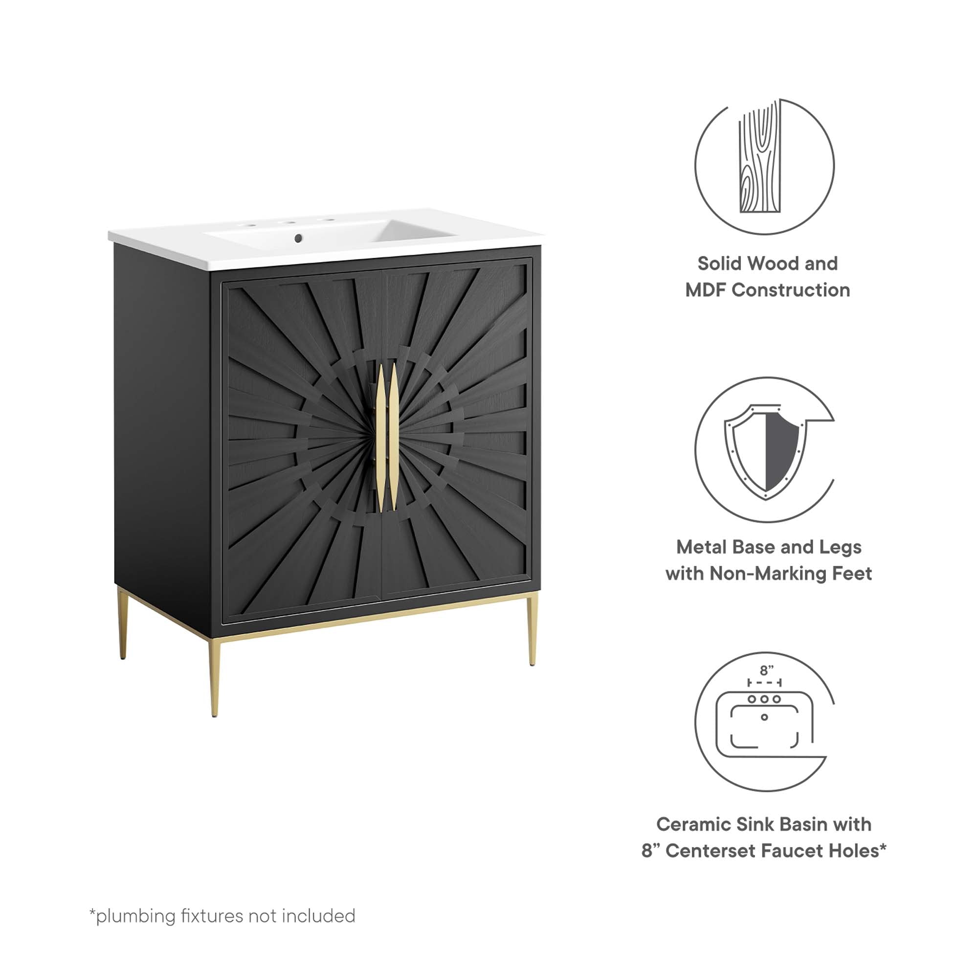Awaken 30" Bathroom Vanity - White Black