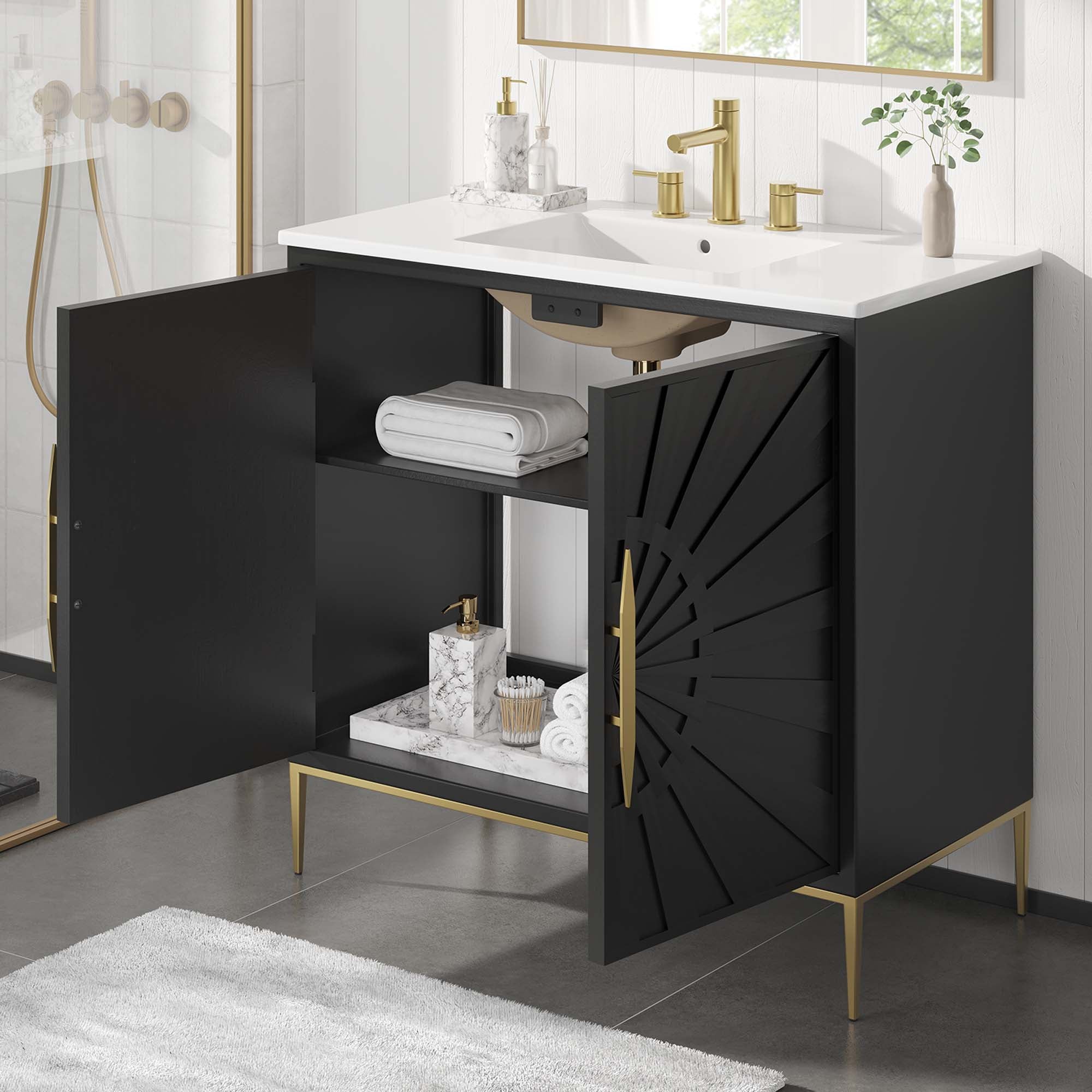 Awaken 36" Bathroom Vanity - White Black
