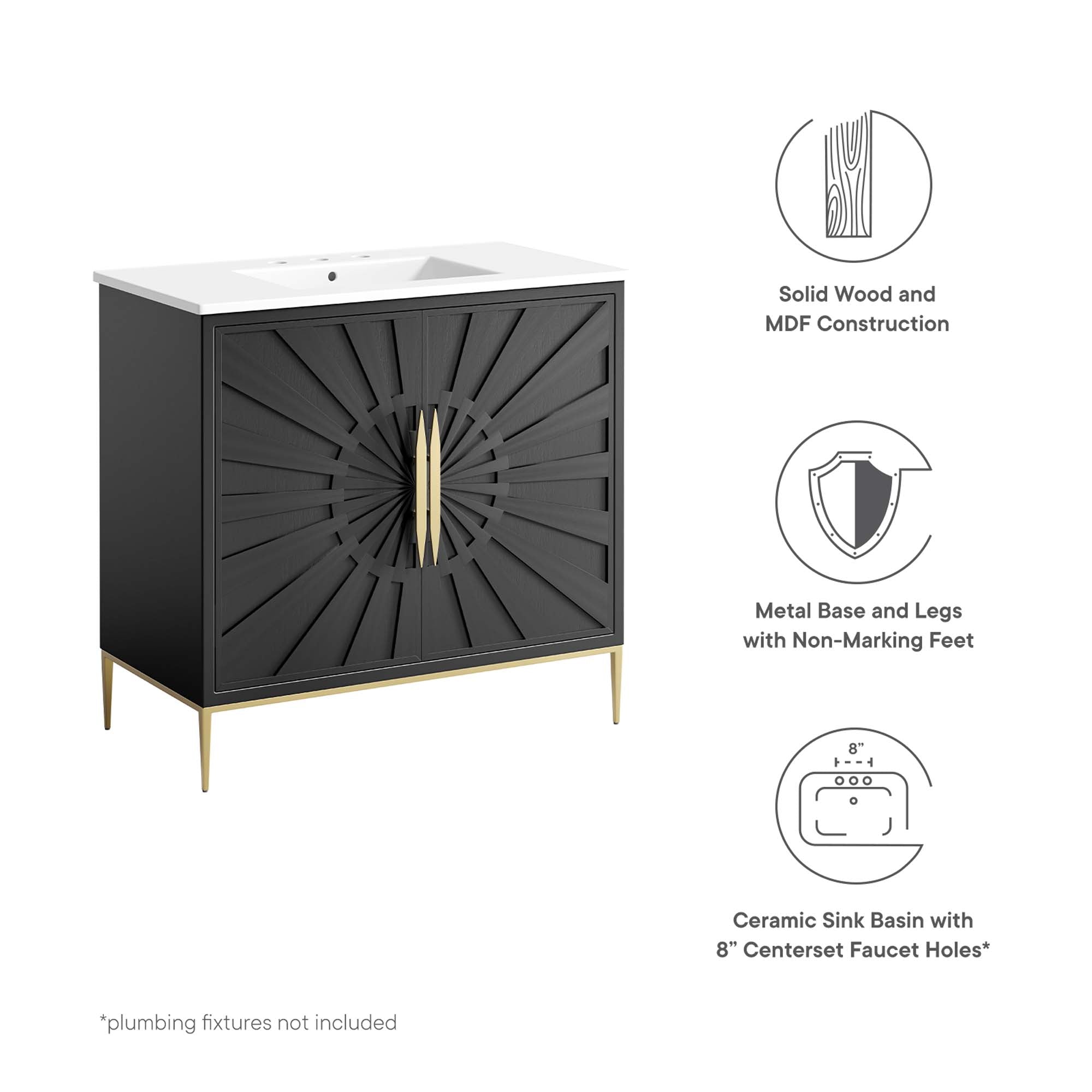 Awaken 36" Bathroom Vanity - White Black