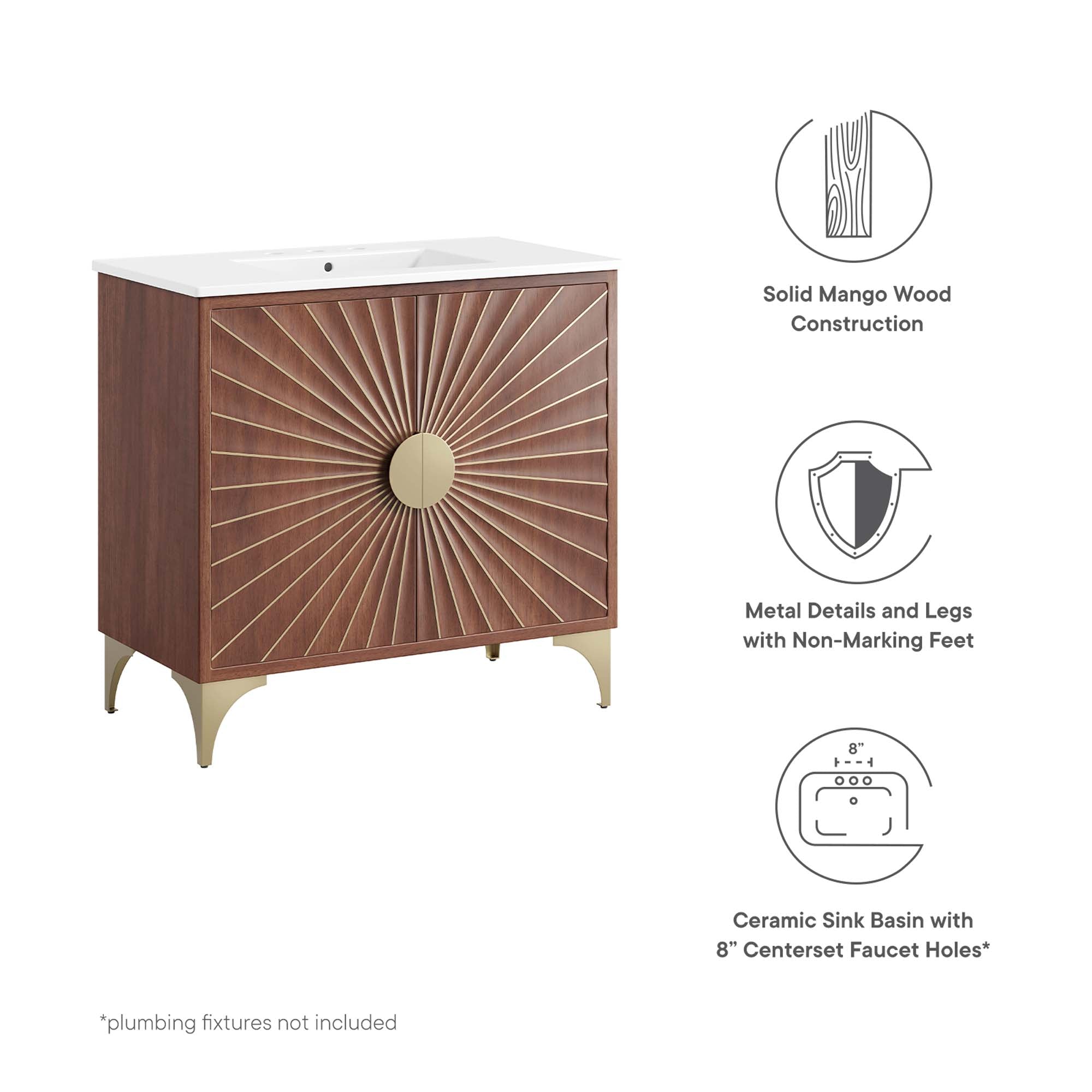 Daylight 36" Bathroom Vanity - White Walnut