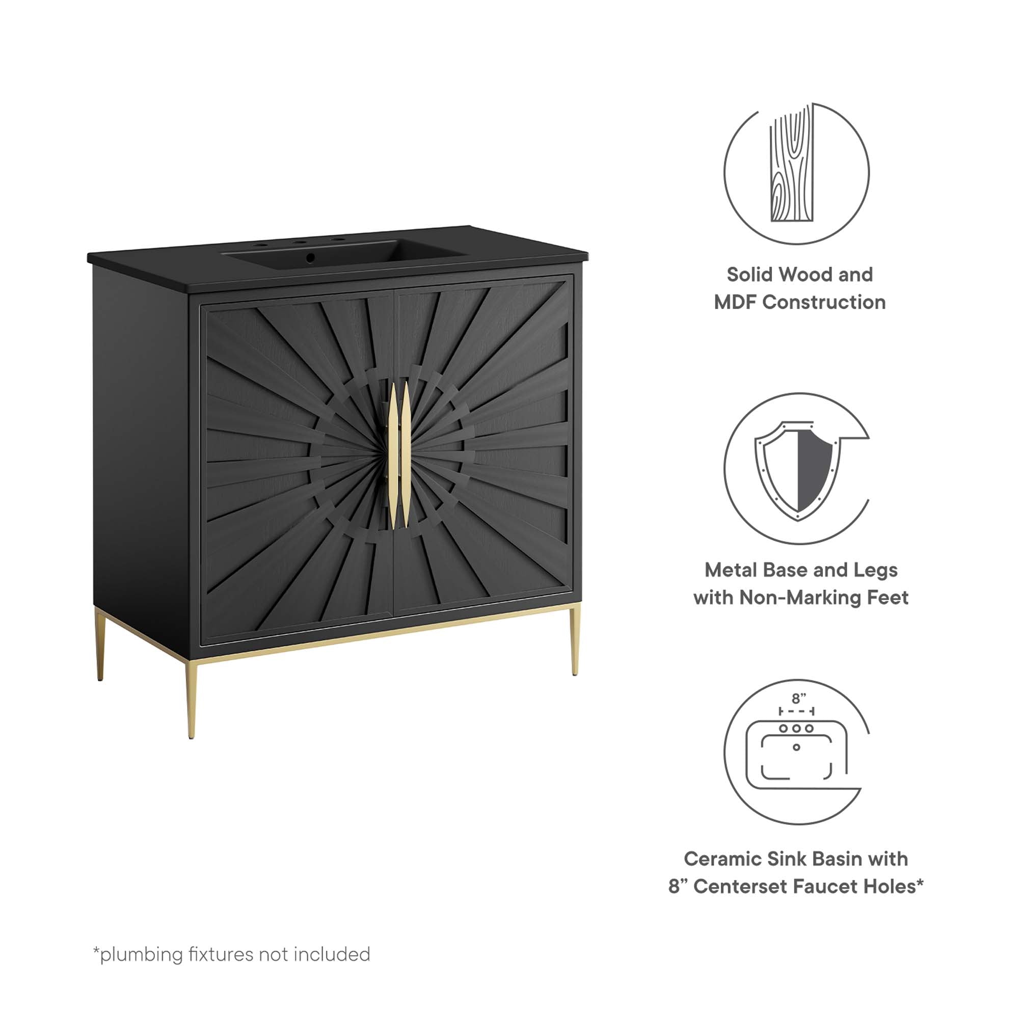 Awaken 36" Bathroom Vanity - Black Black