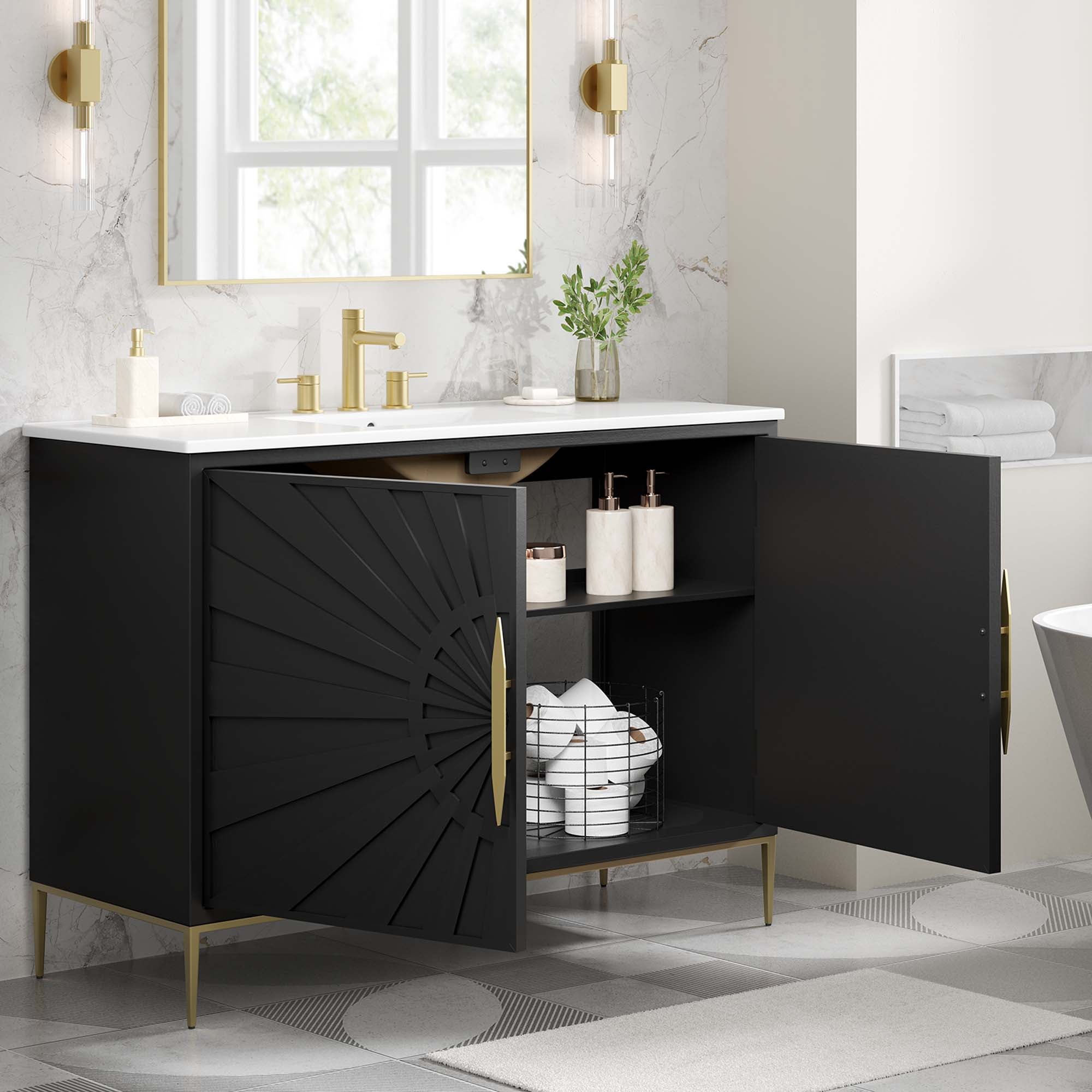 Awaken 48" Bathroom Vanity - White Black
