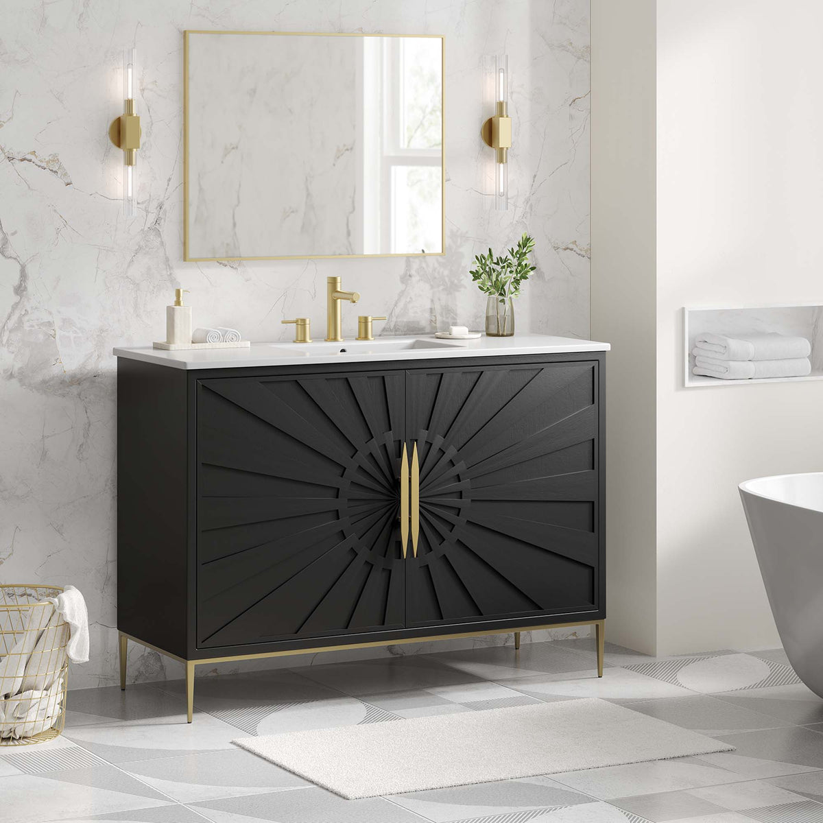Awaken 48" Bathroom Vanity - White Black