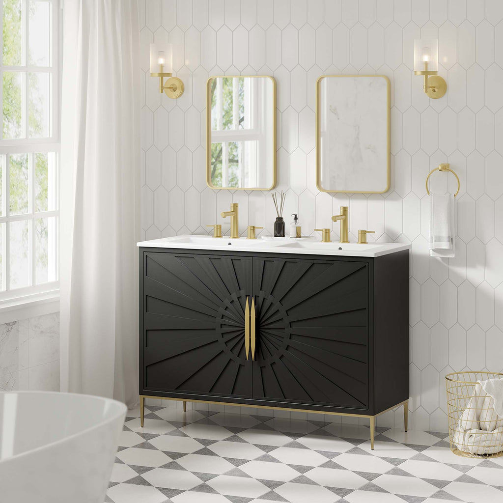 Awaken 48" Double Sink Bathroom Vanity - White Black