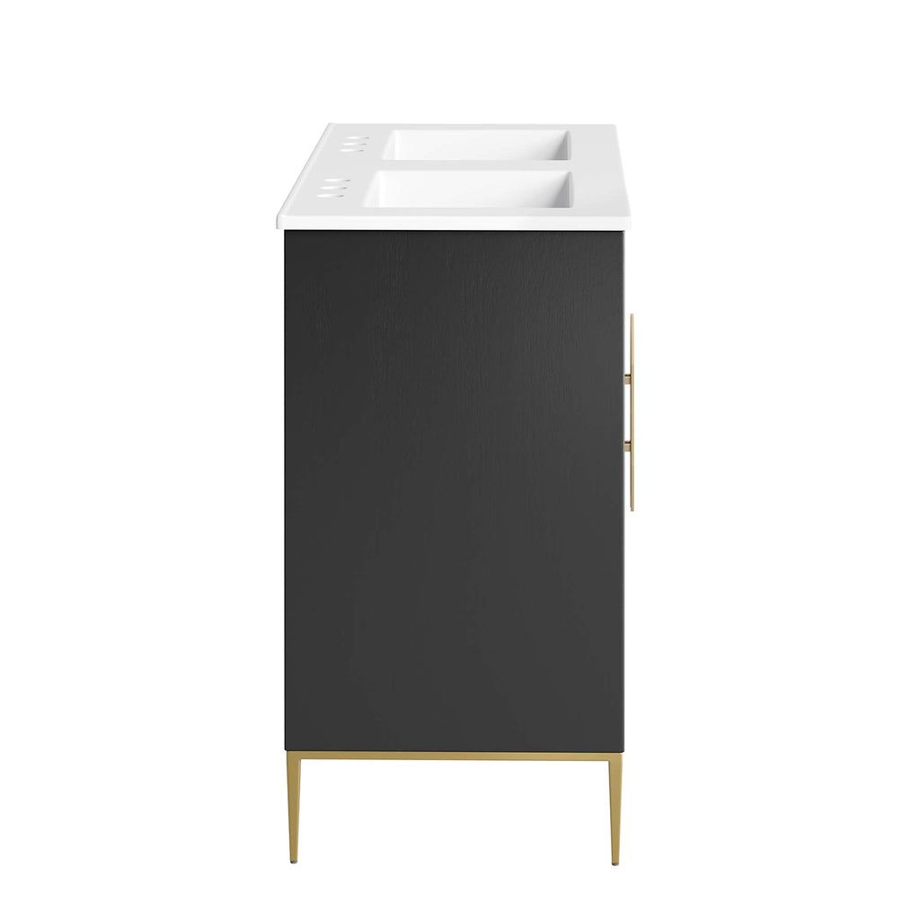 Awaken 48" Double Sink Bathroom Vanity - White Black