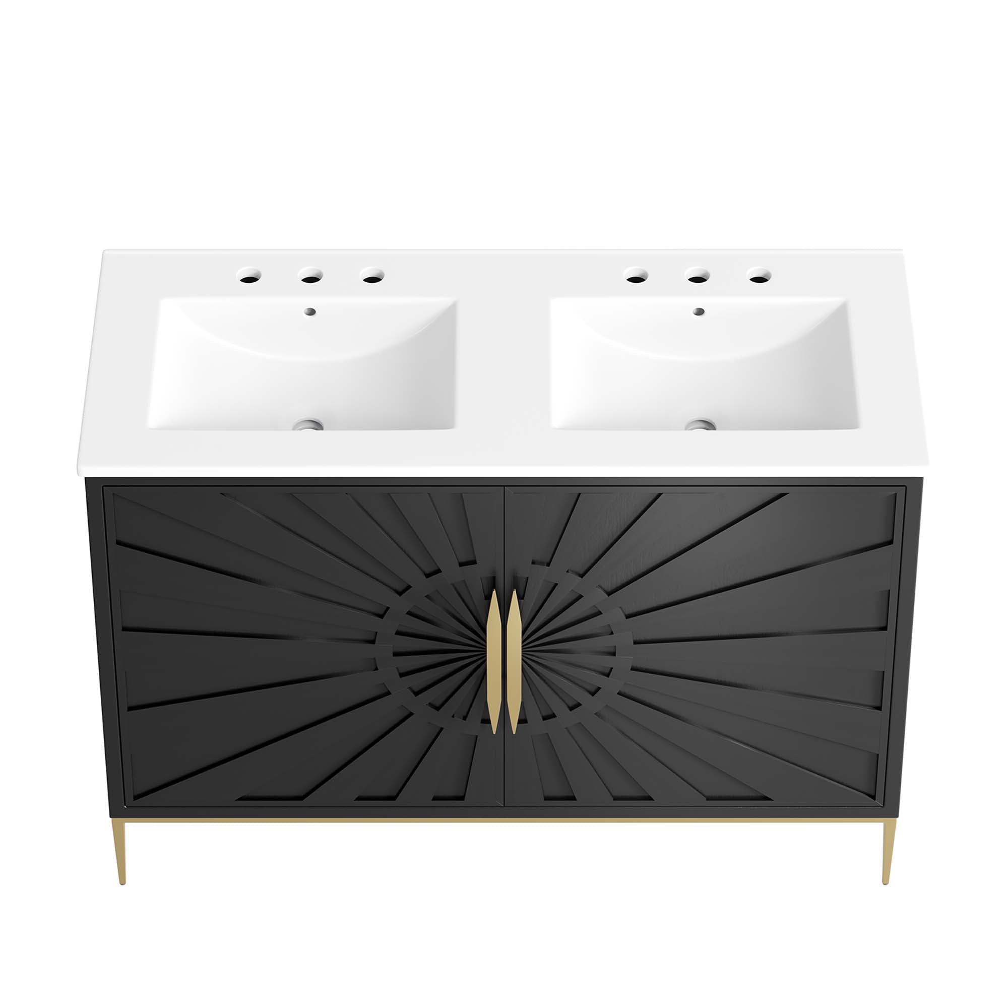 Awaken 48" Double Sink Bathroom Vanity - White Black