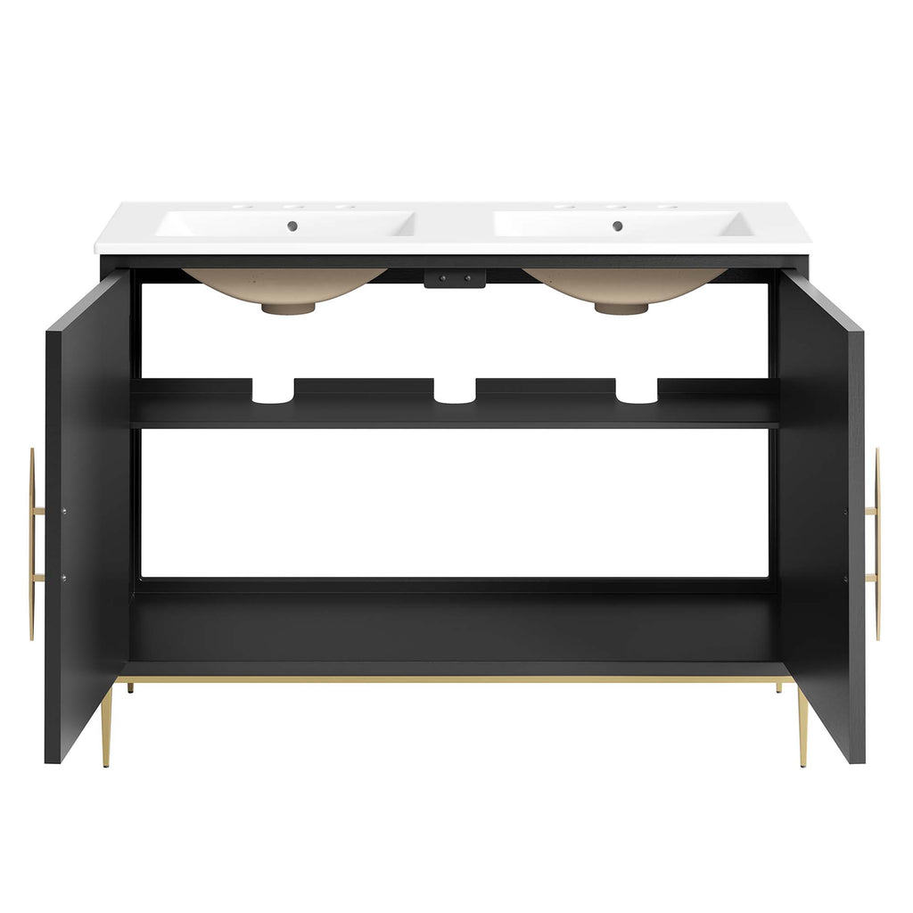 Awaken 48" Double Sink Bathroom Vanity - White Black