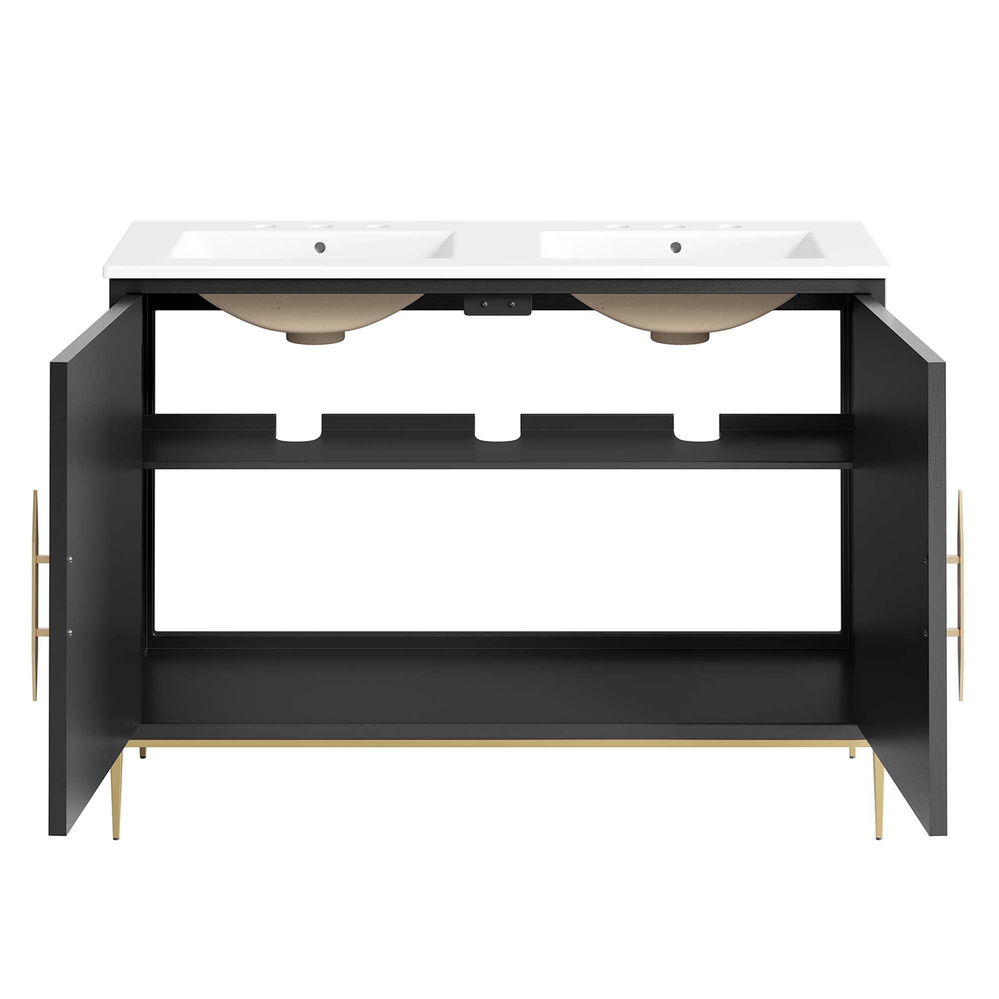 Awaken 48" Double Sink Bathroom Vanity - White Black