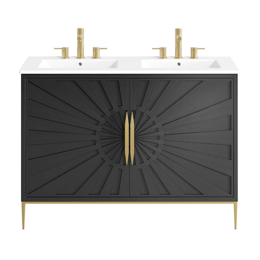 Awaken 48" Double Sink Bathroom Vanity - White Black