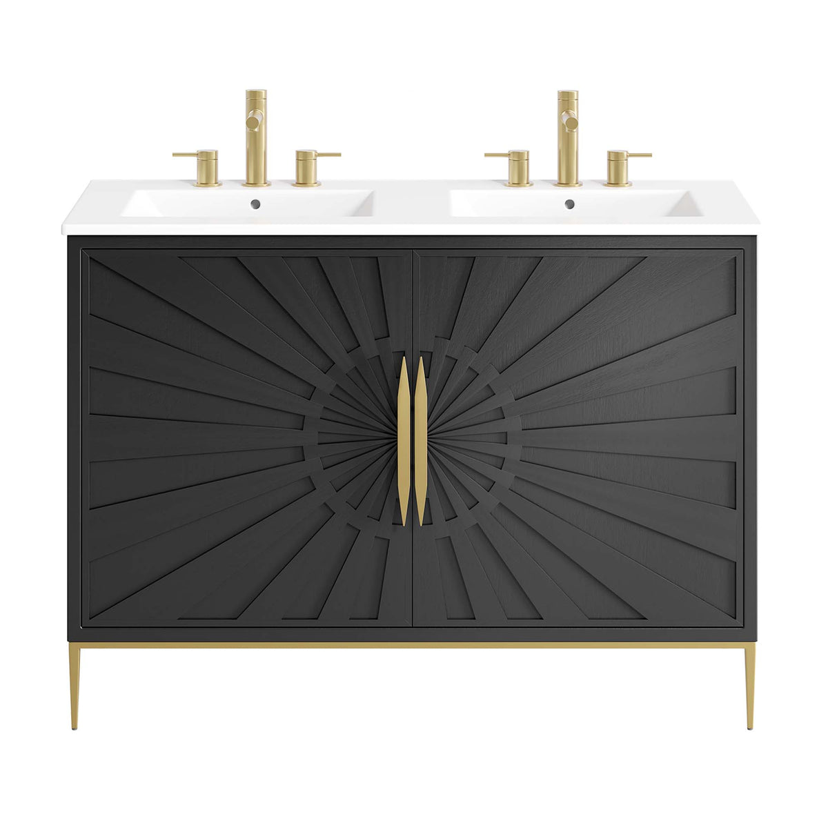 Awaken 48" Double Sink Bathroom Vanity - White Black