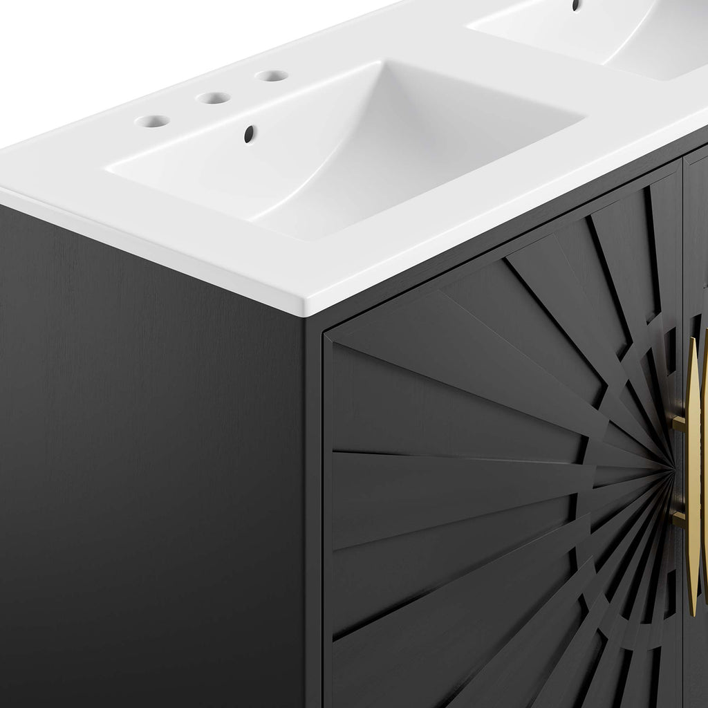 Awaken 48" Double Sink Bathroom Vanity - White Black