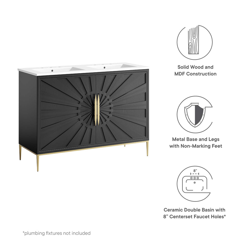 Awaken 48" Double Sink Bathroom Vanity - White Black
