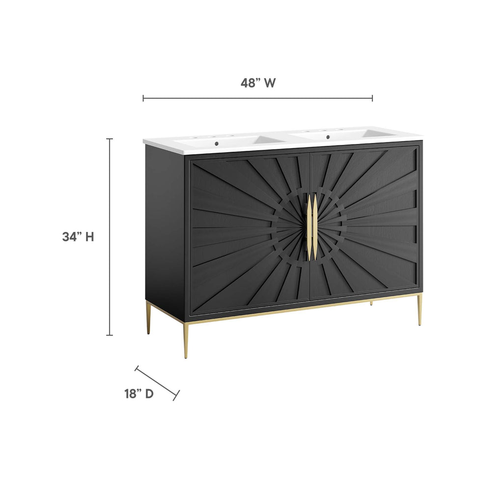 Awaken 48" Double Sink Bathroom Vanity - White Black