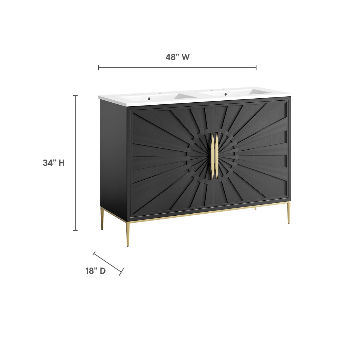 Awaken 48" Double Sink Bathroom Vanity - White Black