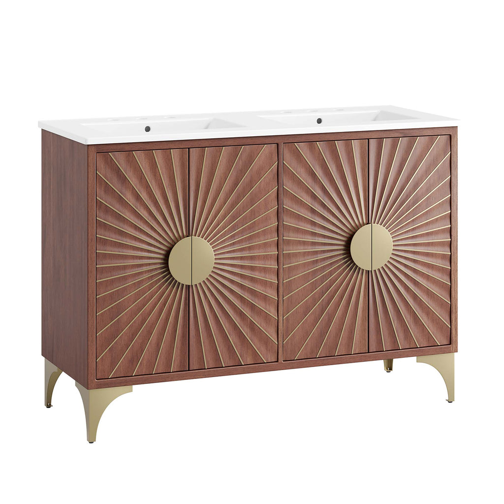 Daylight 48" Double Sink Bathroom Vanity - White Walnut