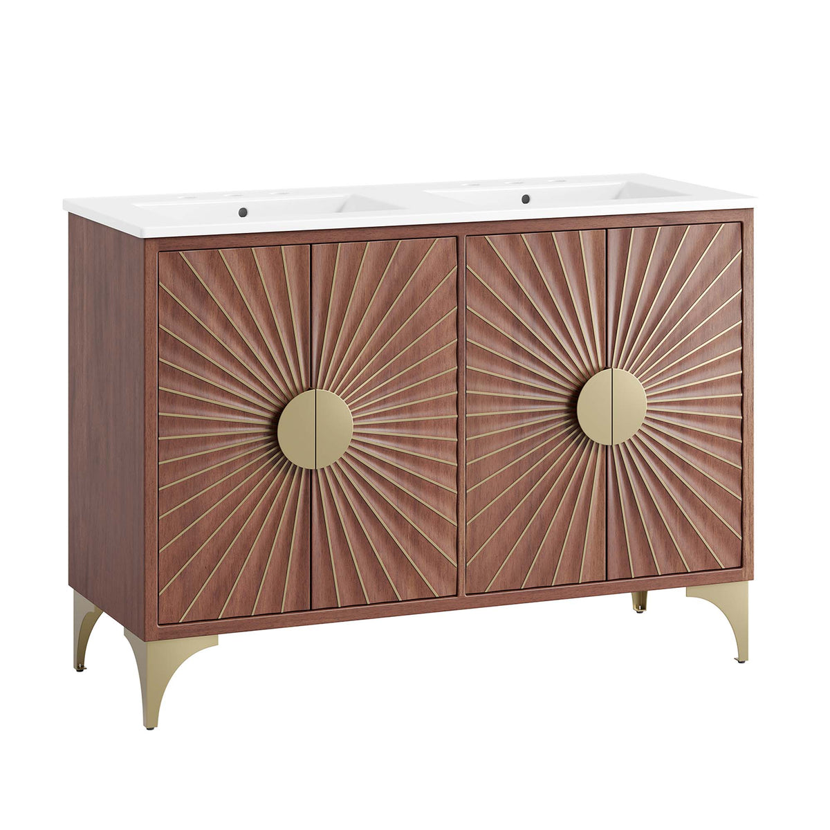 Daylight 48" Double Sink Bathroom Vanity - White Walnut