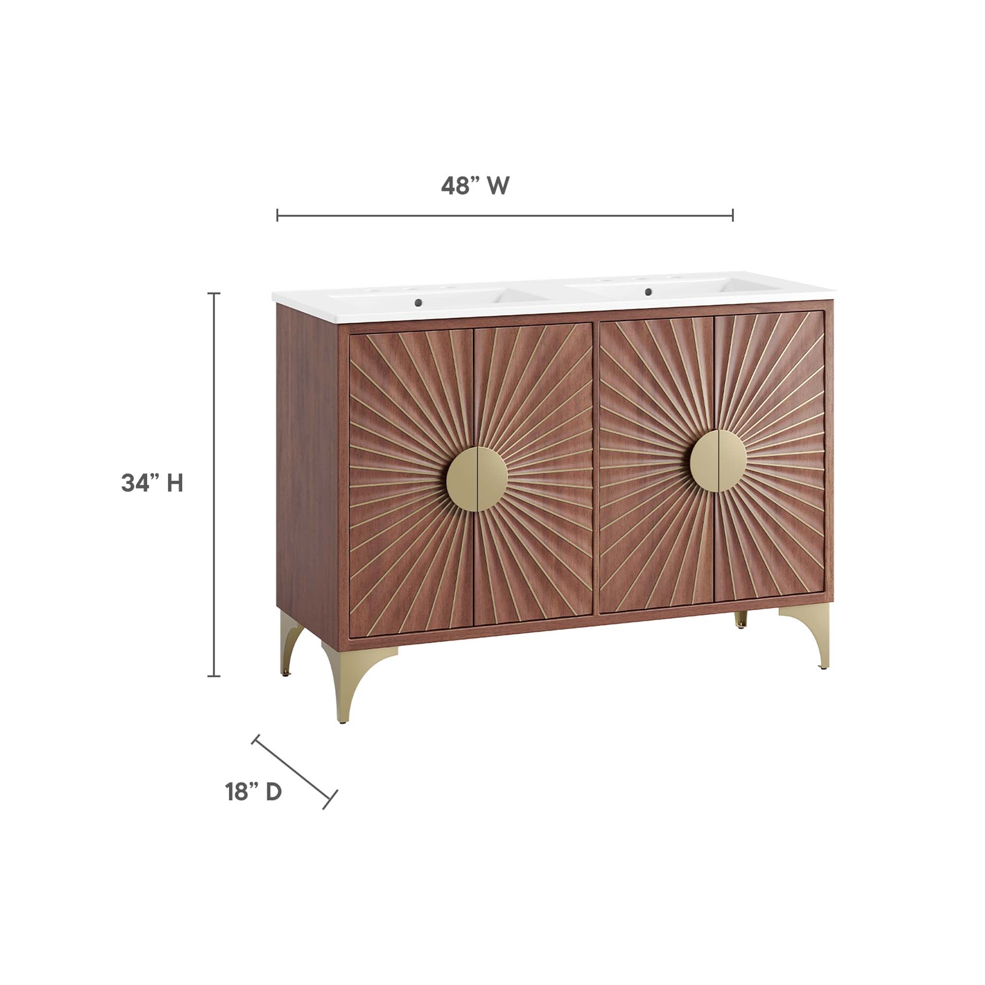Daylight 48" Double Sink Bathroom Vanity - White Walnut