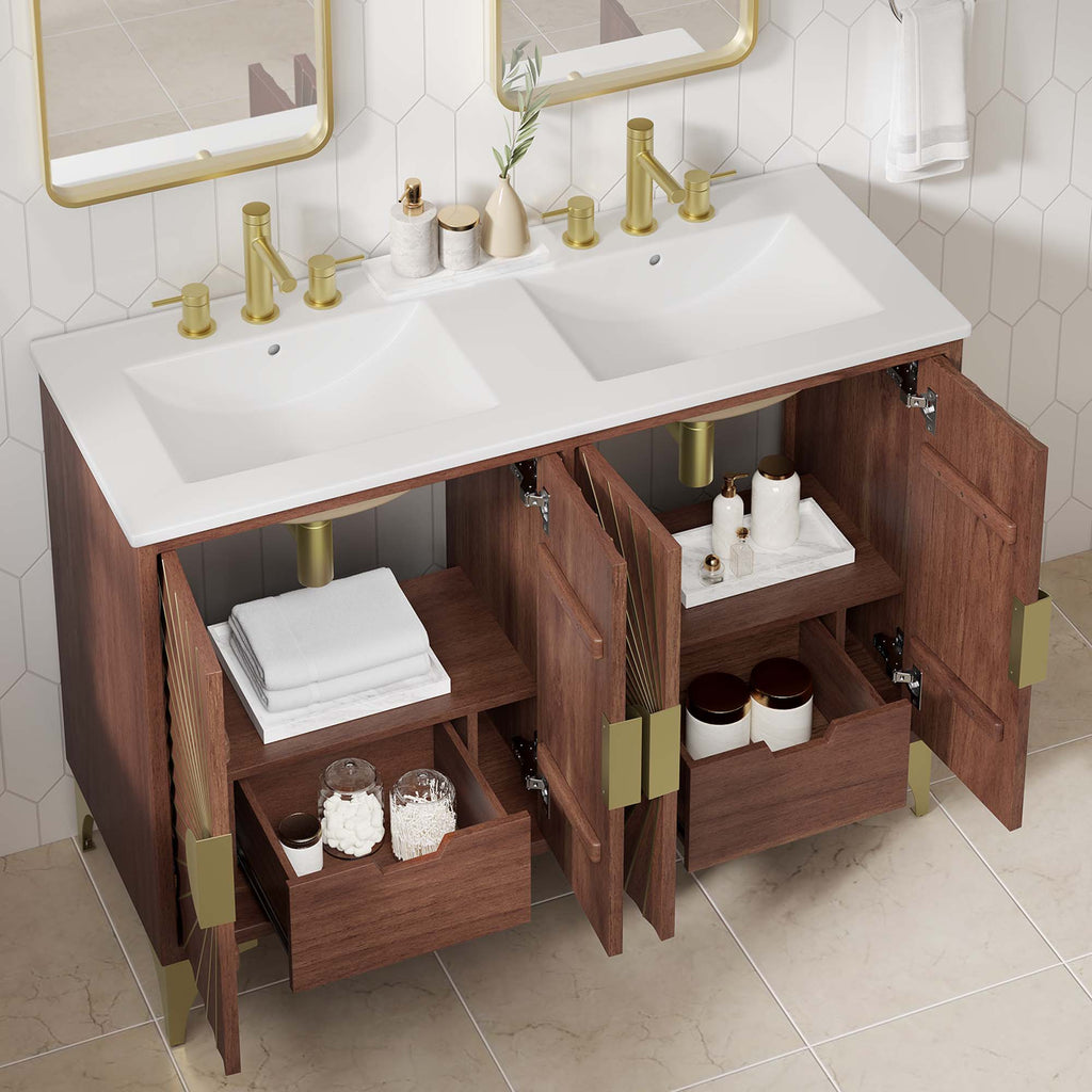 Daylight 48" Double Sink Bathroom Vanity - White Walnut