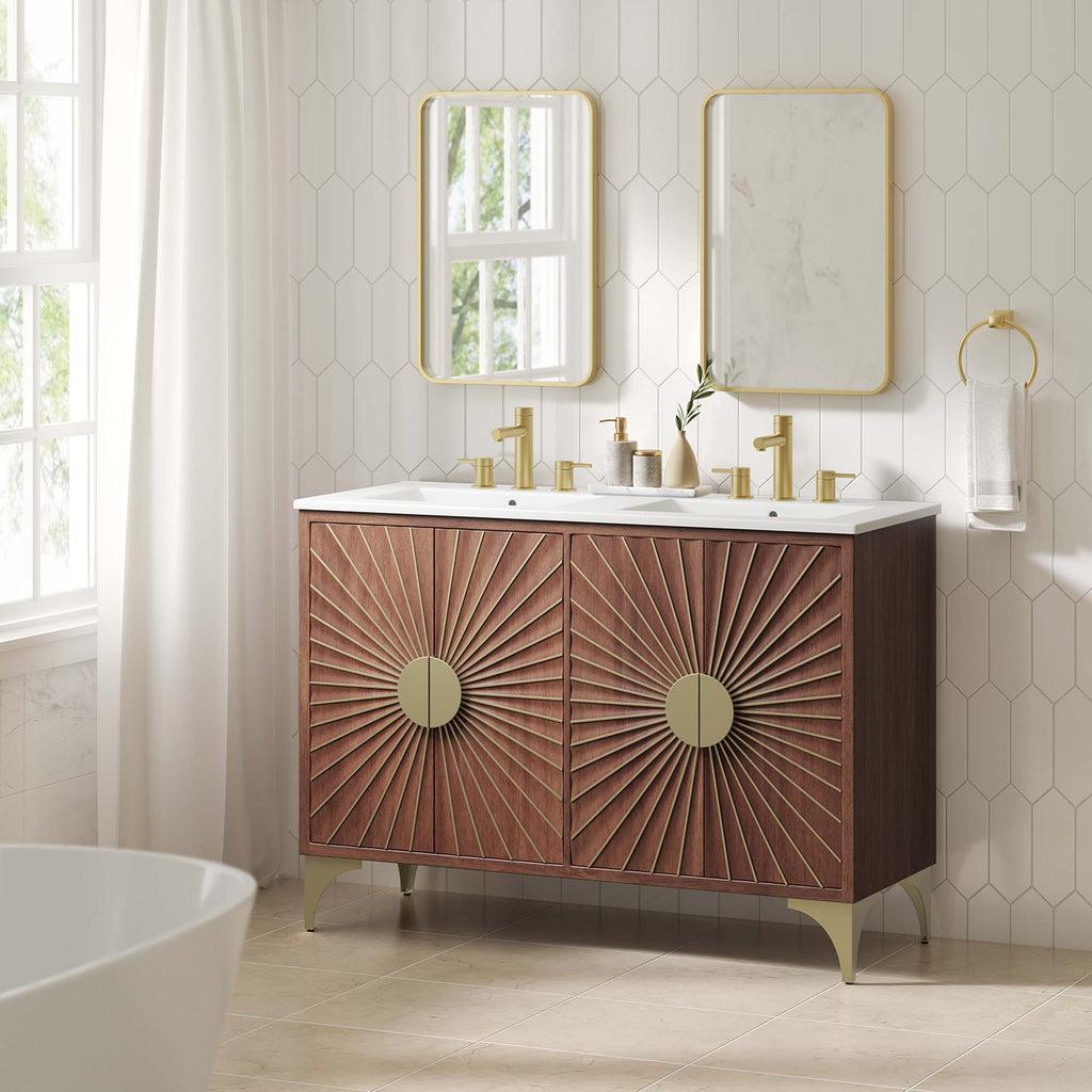 Daylight 48" Double Sink Bathroom Vanity - White Walnut
