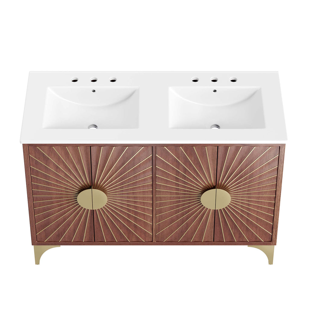 Daylight 48" Double Sink Bathroom Vanity - White Walnut