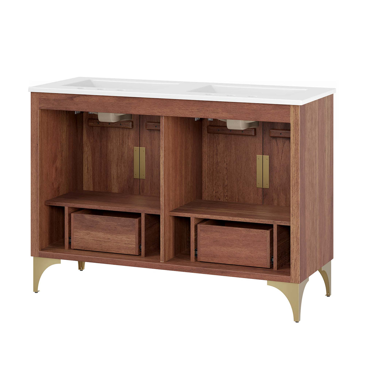 Daylight 48" Double Sink Bathroom Vanity - White Walnut