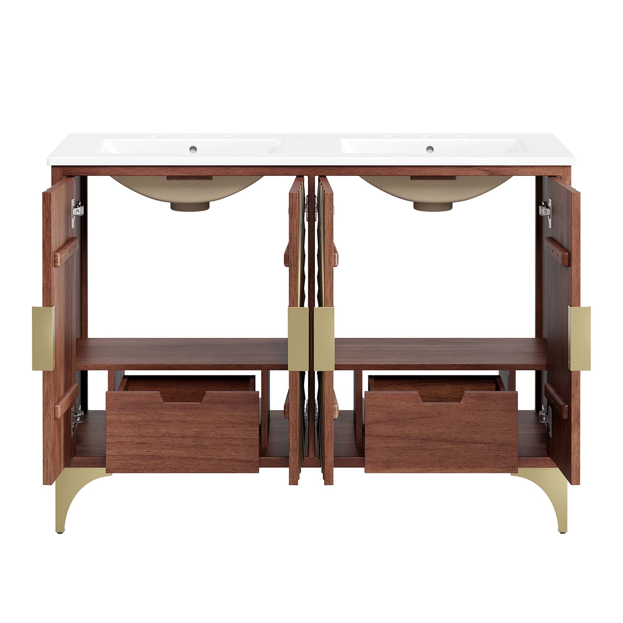 Daylight 48" Double Sink Bathroom Vanity - White Walnut