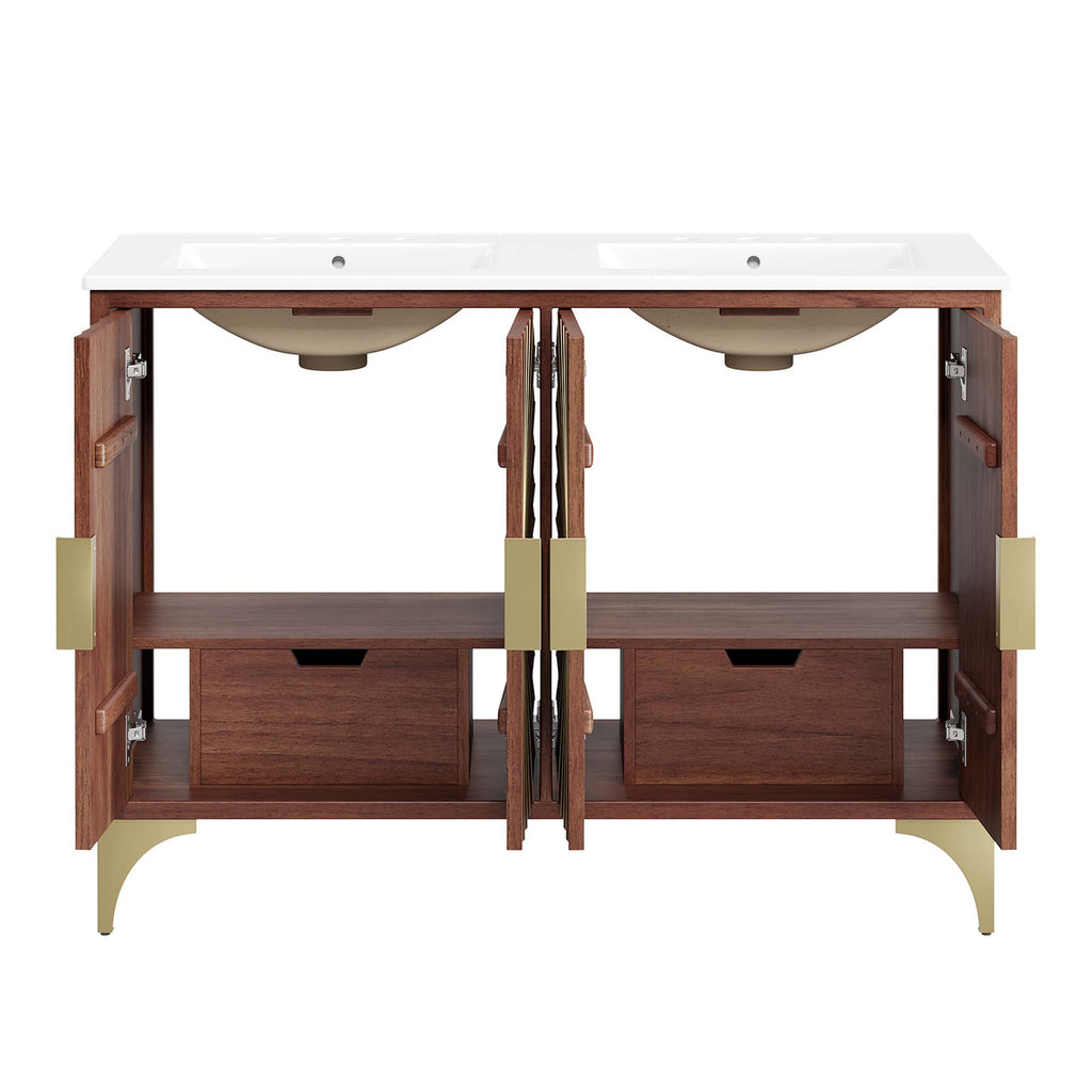 Daylight 48" Double Sink Bathroom Vanity - White Walnut