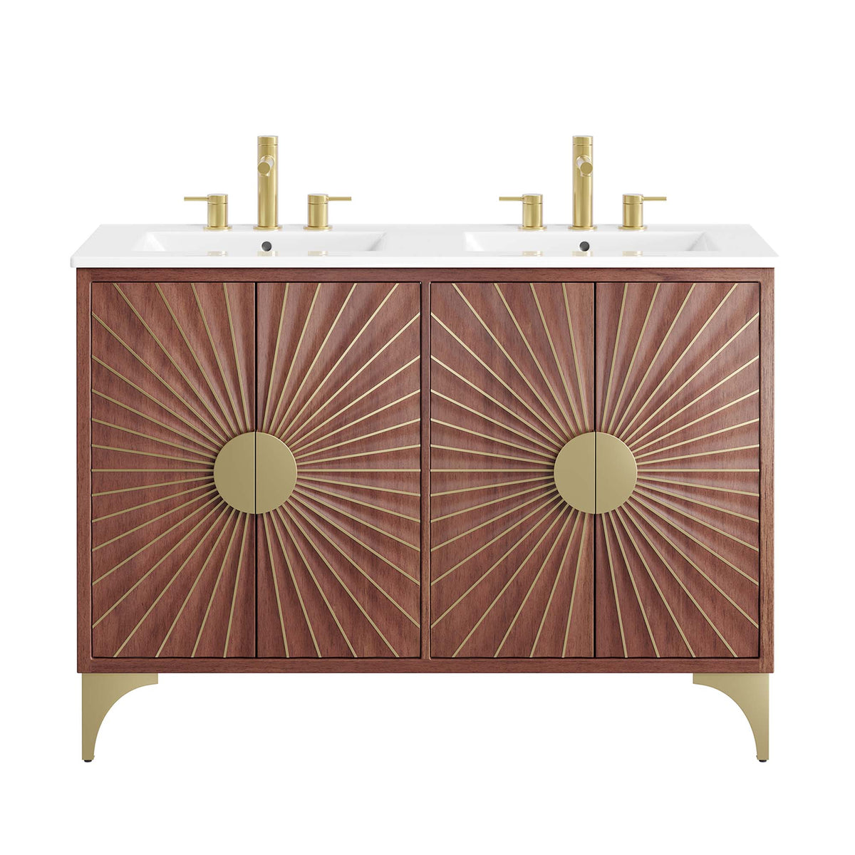 Daylight 48" Double Sink Bathroom Vanity - White Walnut