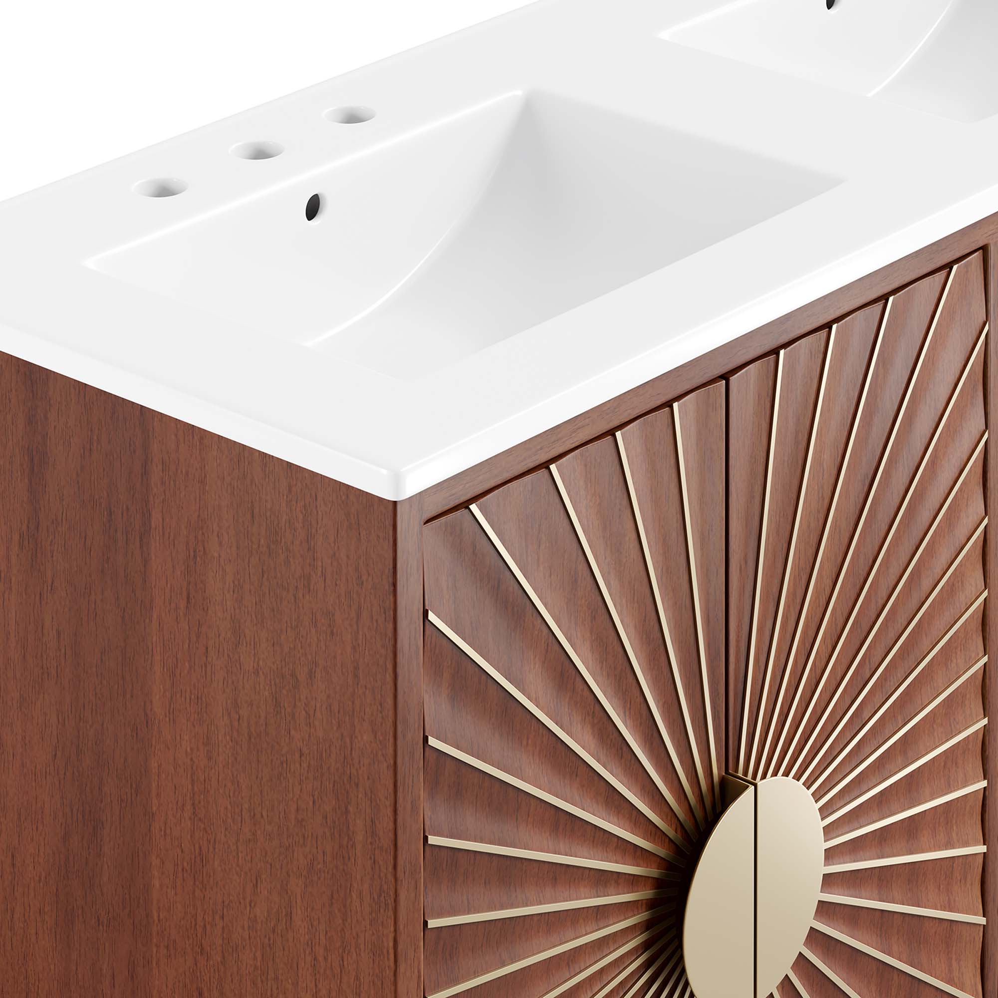Daylight 48" Double Sink Bathroom Vanity - White Walnut