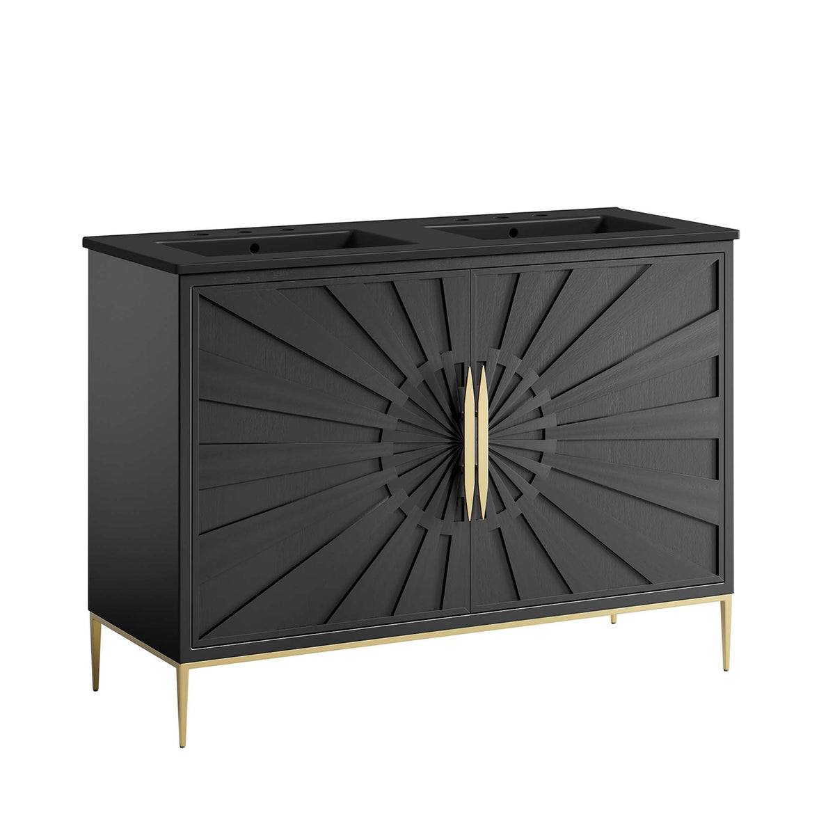 Awaken 48" Double Sink Bathroom Vanity - Black Black