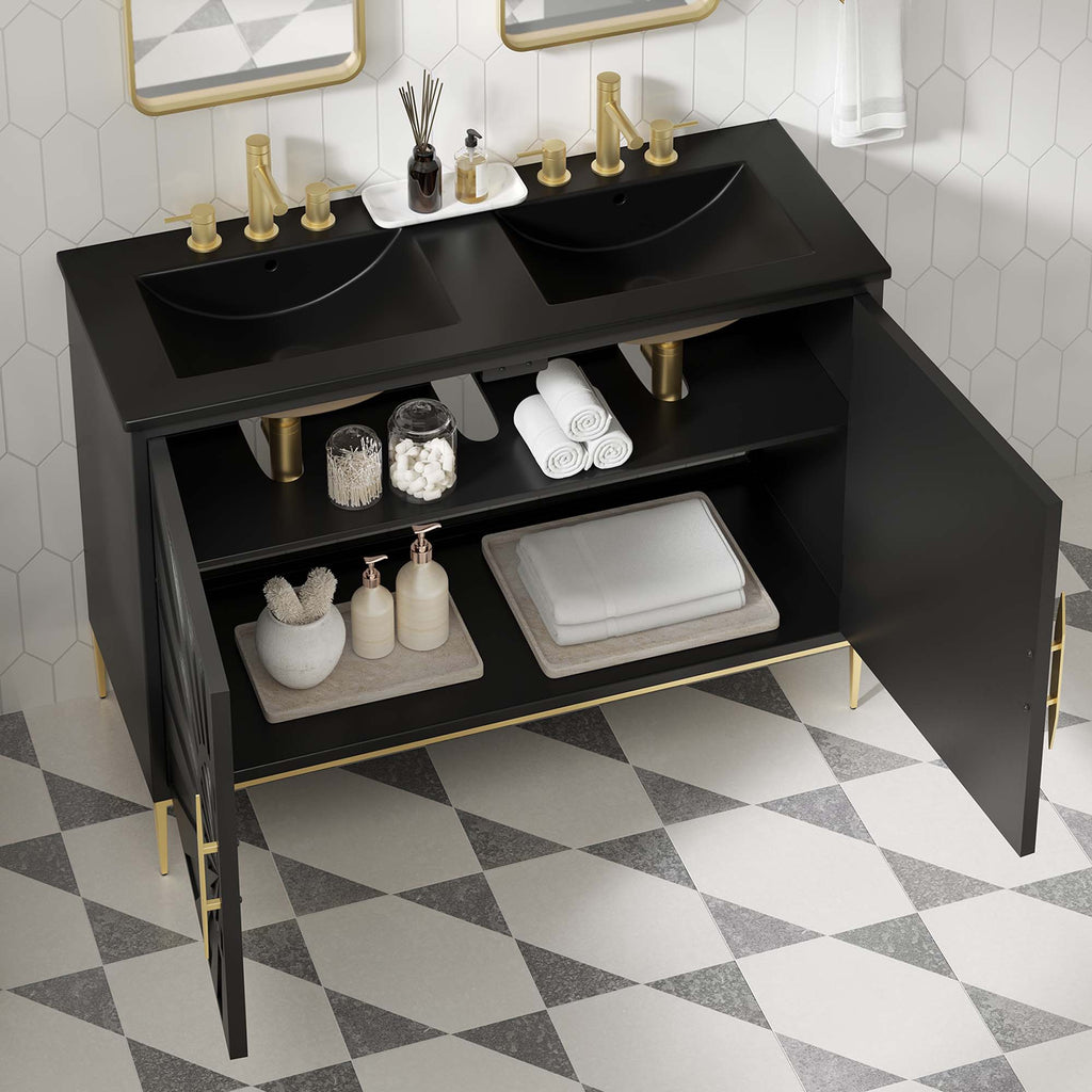 Awaken 48" Double Sink Bathroom Vanity - Black Black