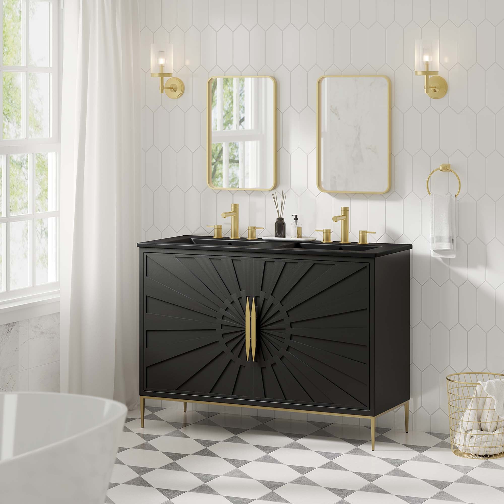 Awaken 48" Double Sink Bathroom Vanity - Black Black