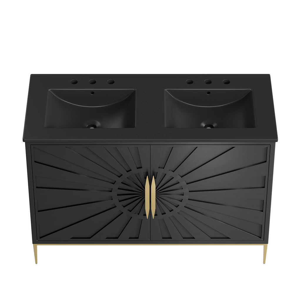 Awaken 48" Double Sink Bathroom Vanity - Black Black