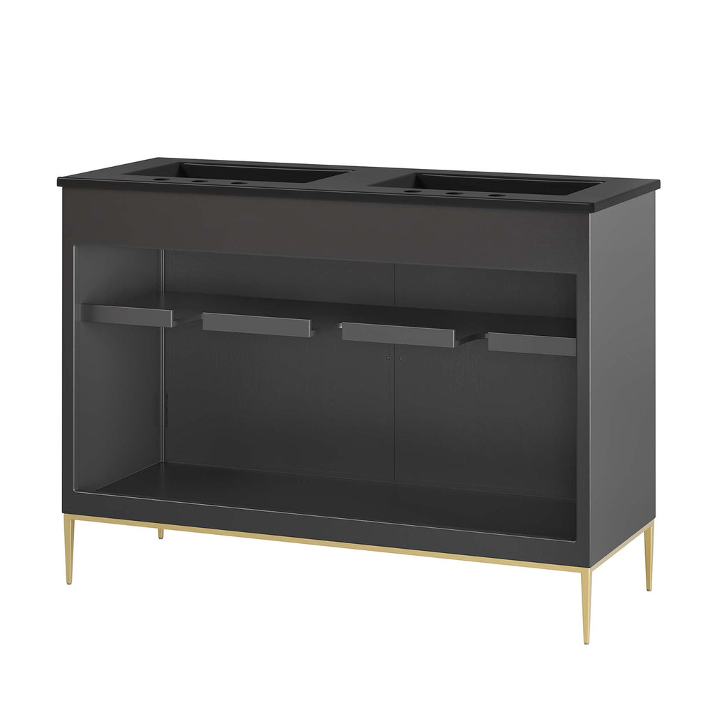 Awaken 48" Double Sink Bathroom Vanity - Black Black