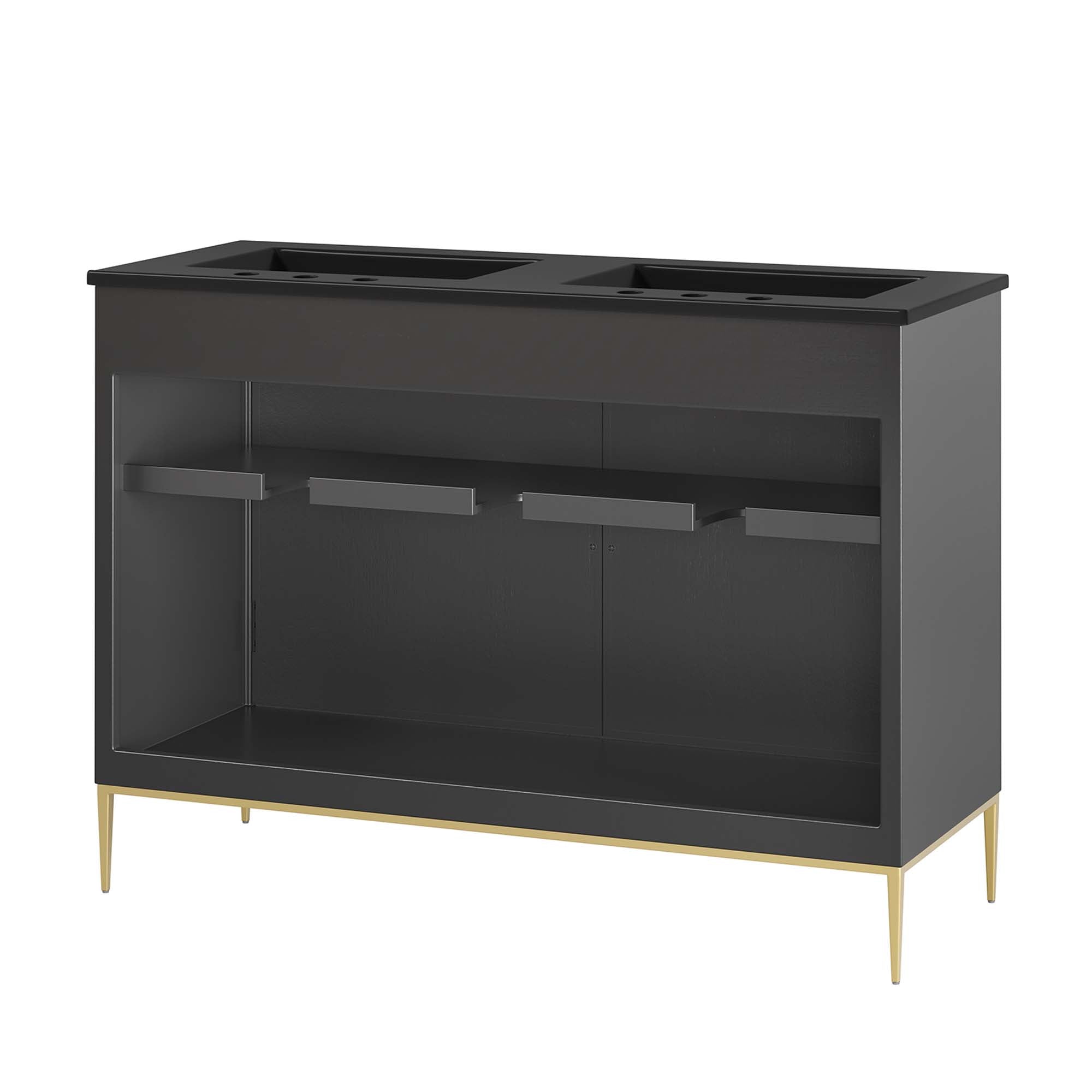 Awaken 48" Double Sink Bathroom Vanity - Black Black