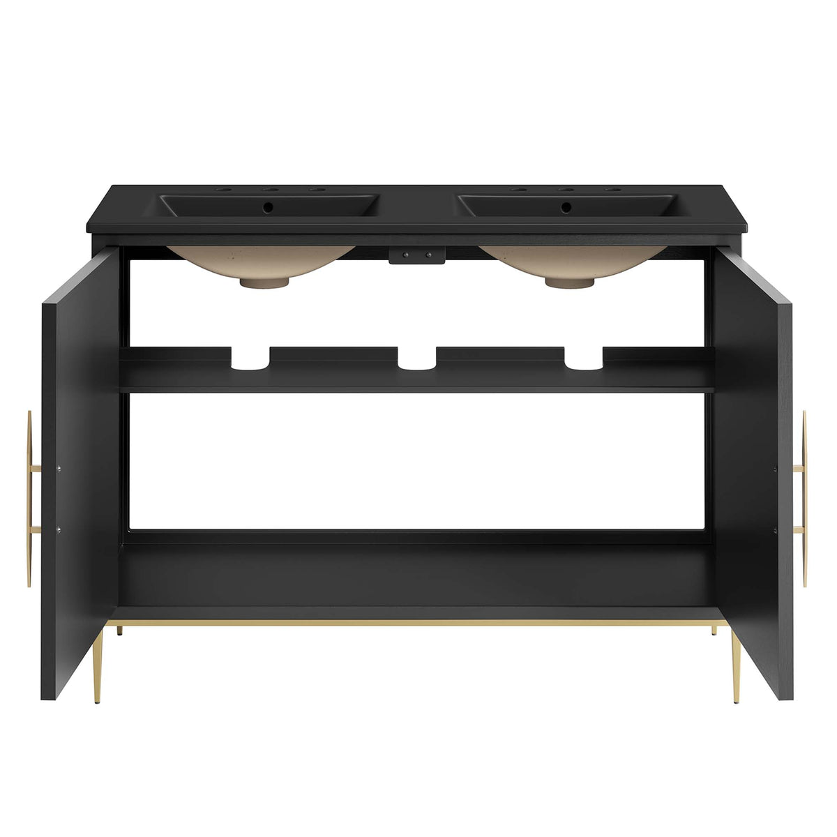 Awaken 48" Double Sink Bathroom Vanity - Black Black