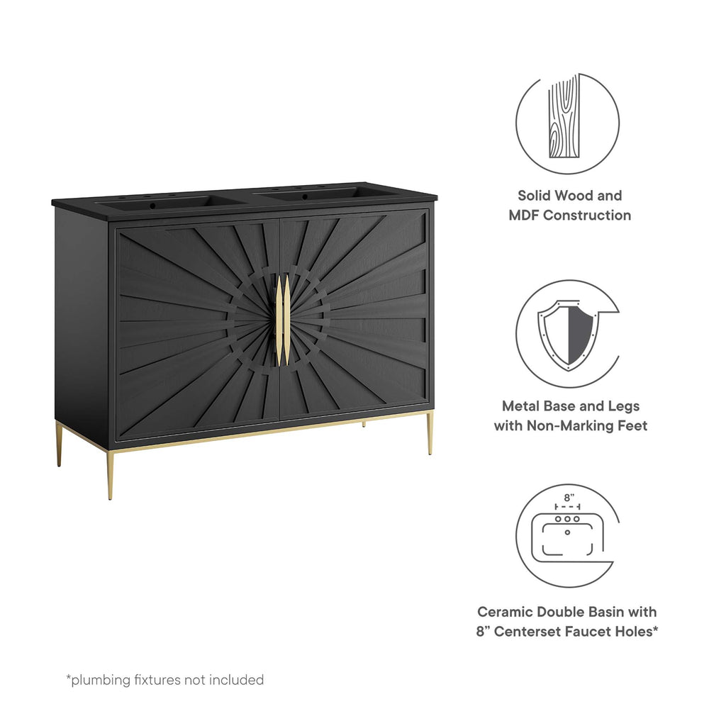 Awaken 48" Double Sink Bathroom Vanity - Black Black