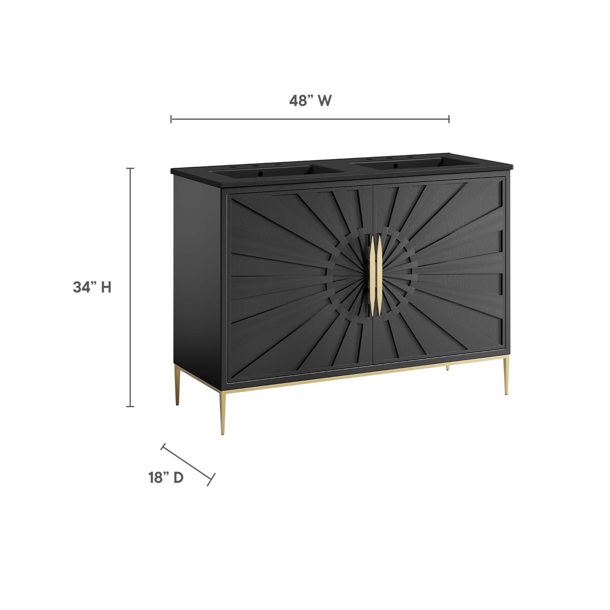 Awaken 48" Double Sink Bathroom Vanity - Black Black