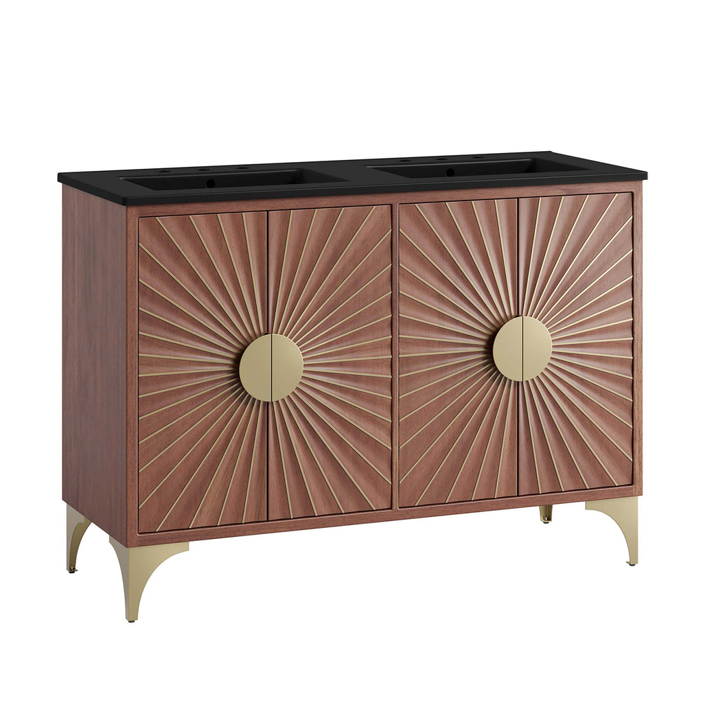 Daylight 48" Double Sink Bathroom Vanity - Black Walnut