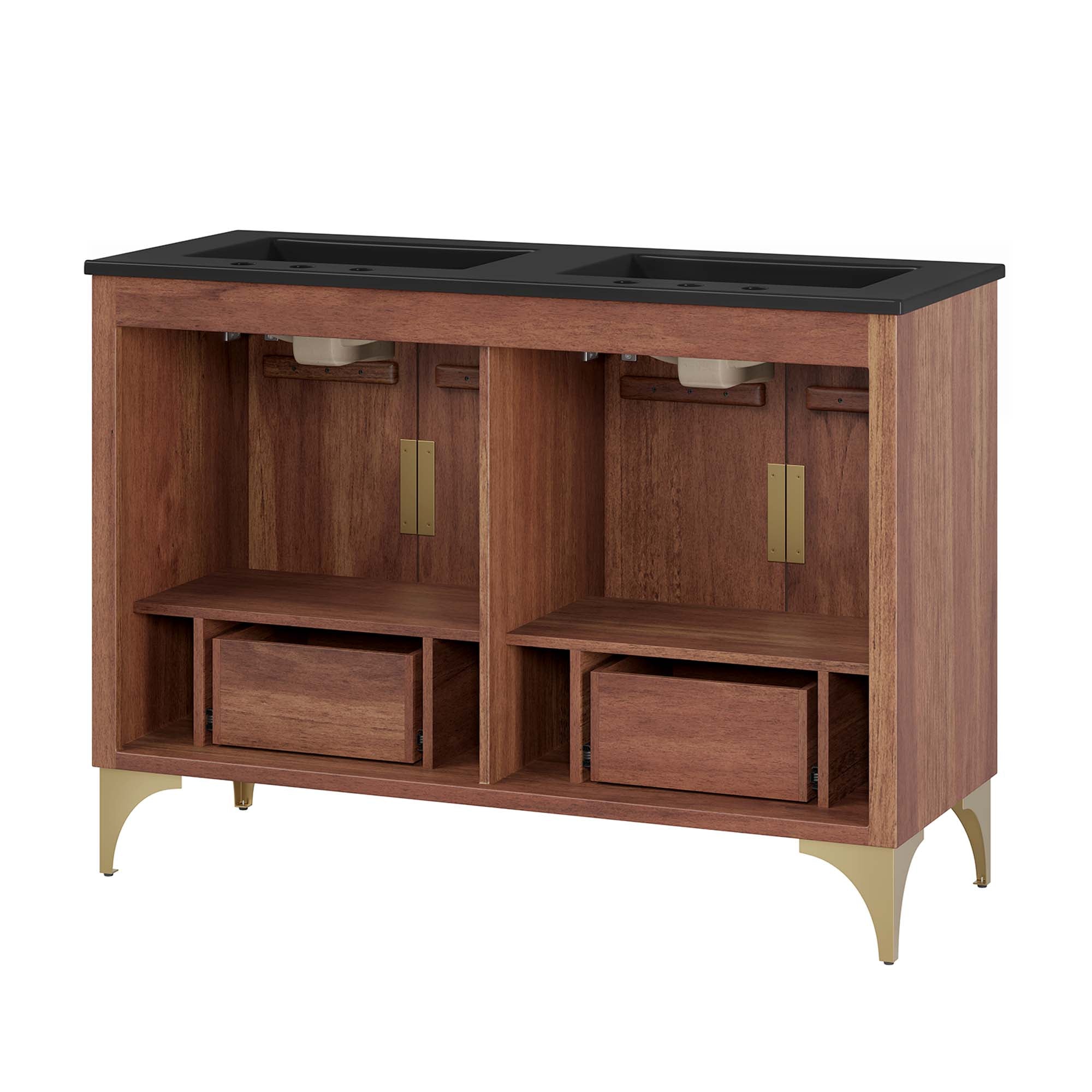 Daylight 48" Double Sink Bathroom Vanity - Black Walnut