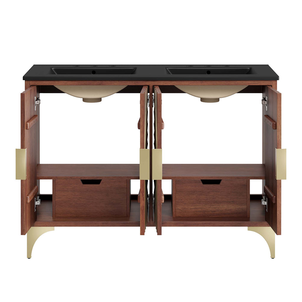 Daylight 48" Double Sink Bathroom Vanity - Black Walnut