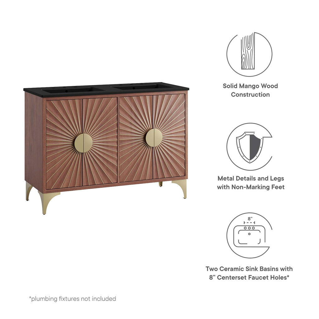 Daylight 48" Double Sink Bathroom Vanity - Black Walnut