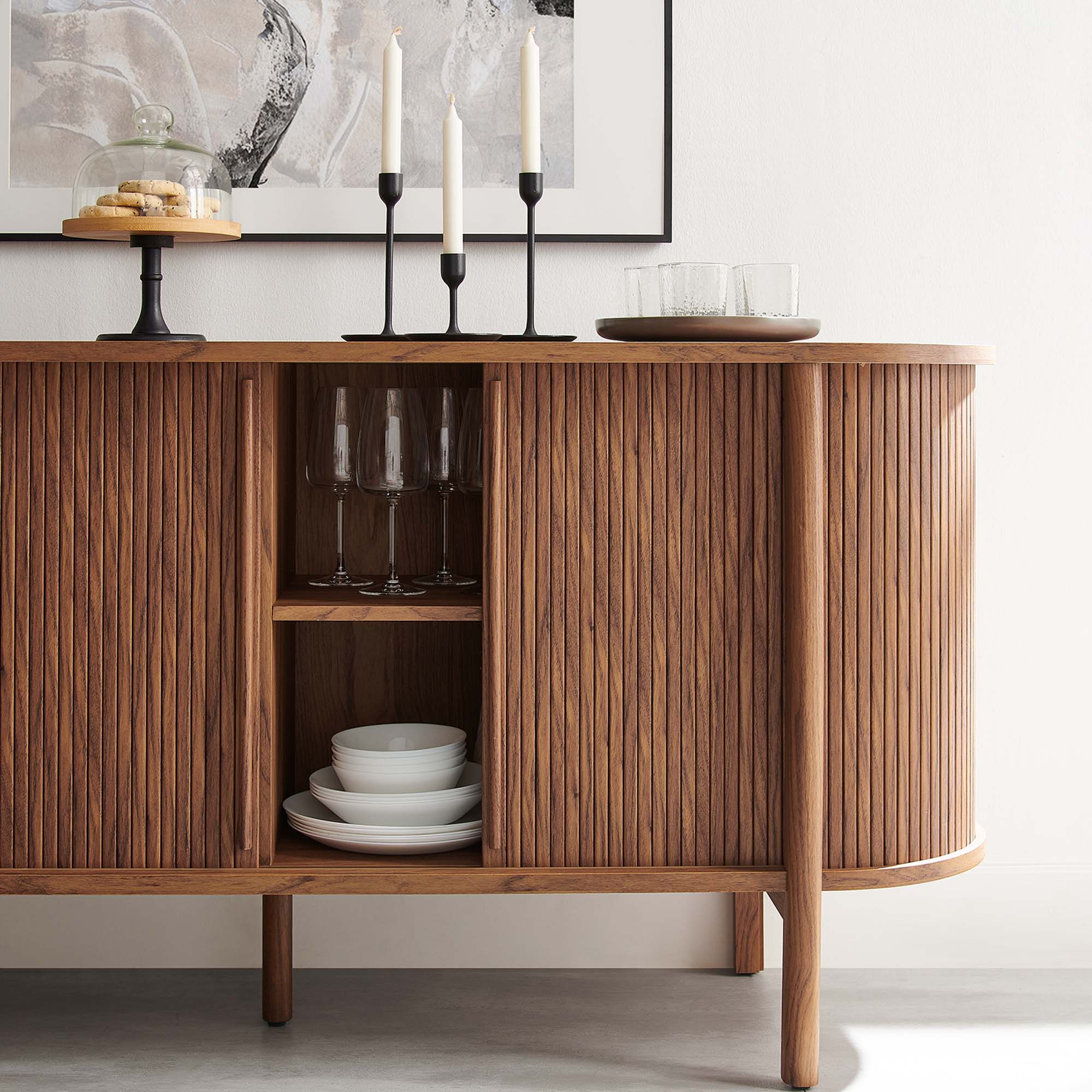 Cadence 63" Curved Sideboard - Walnut