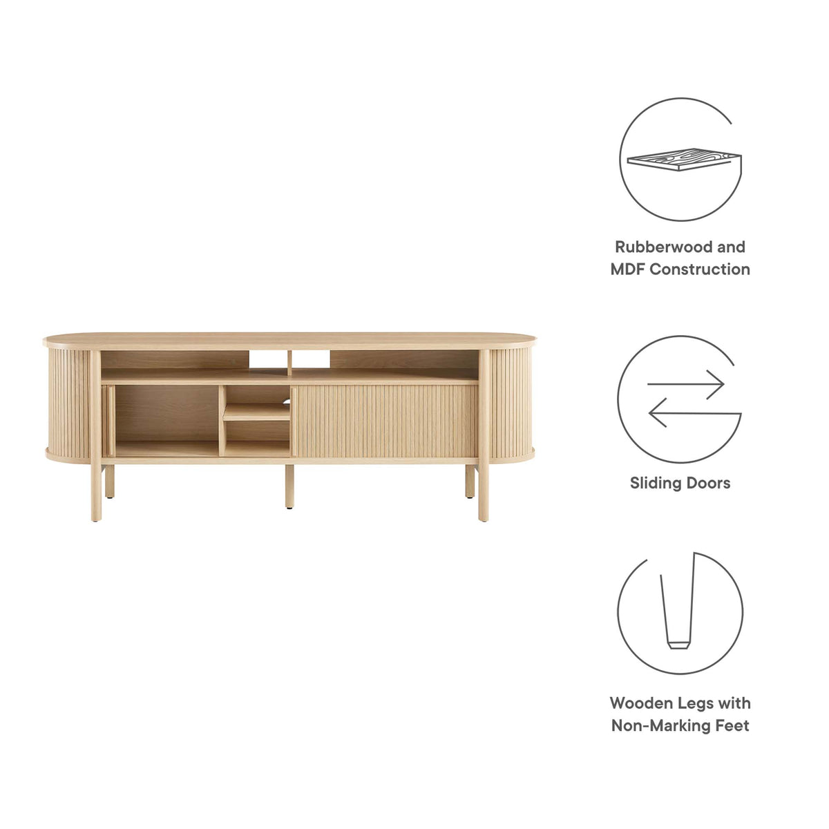 Cadence 71" Curved TV Stand - Oak