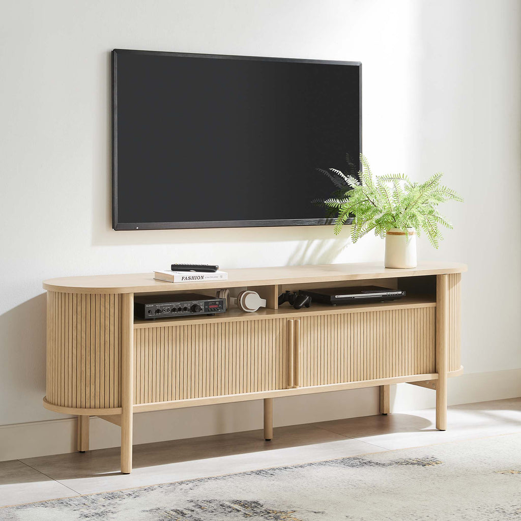 Cadence 71" Curved TV Stand - Oak