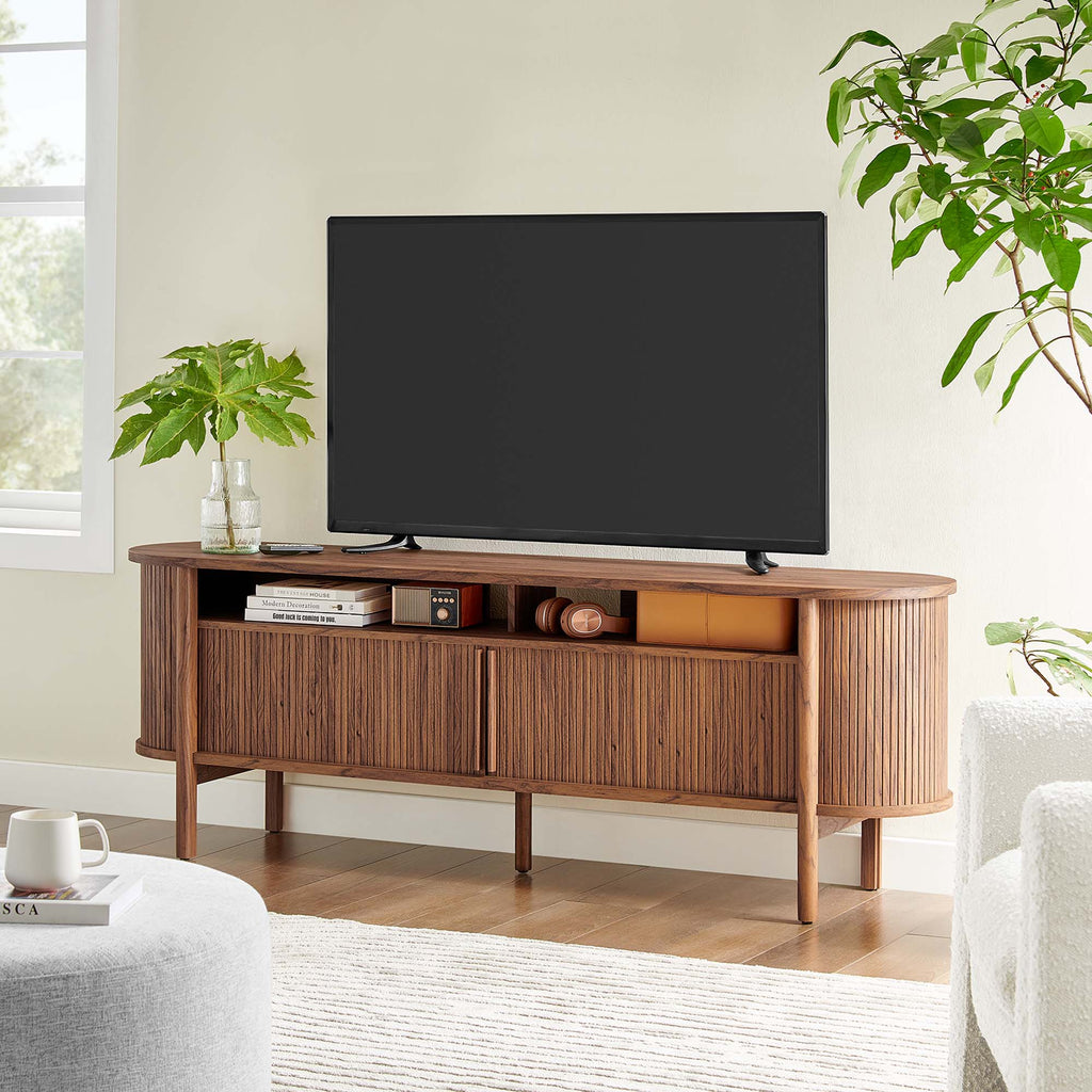 Cadence 71" Curved TV Stand - Walnut
