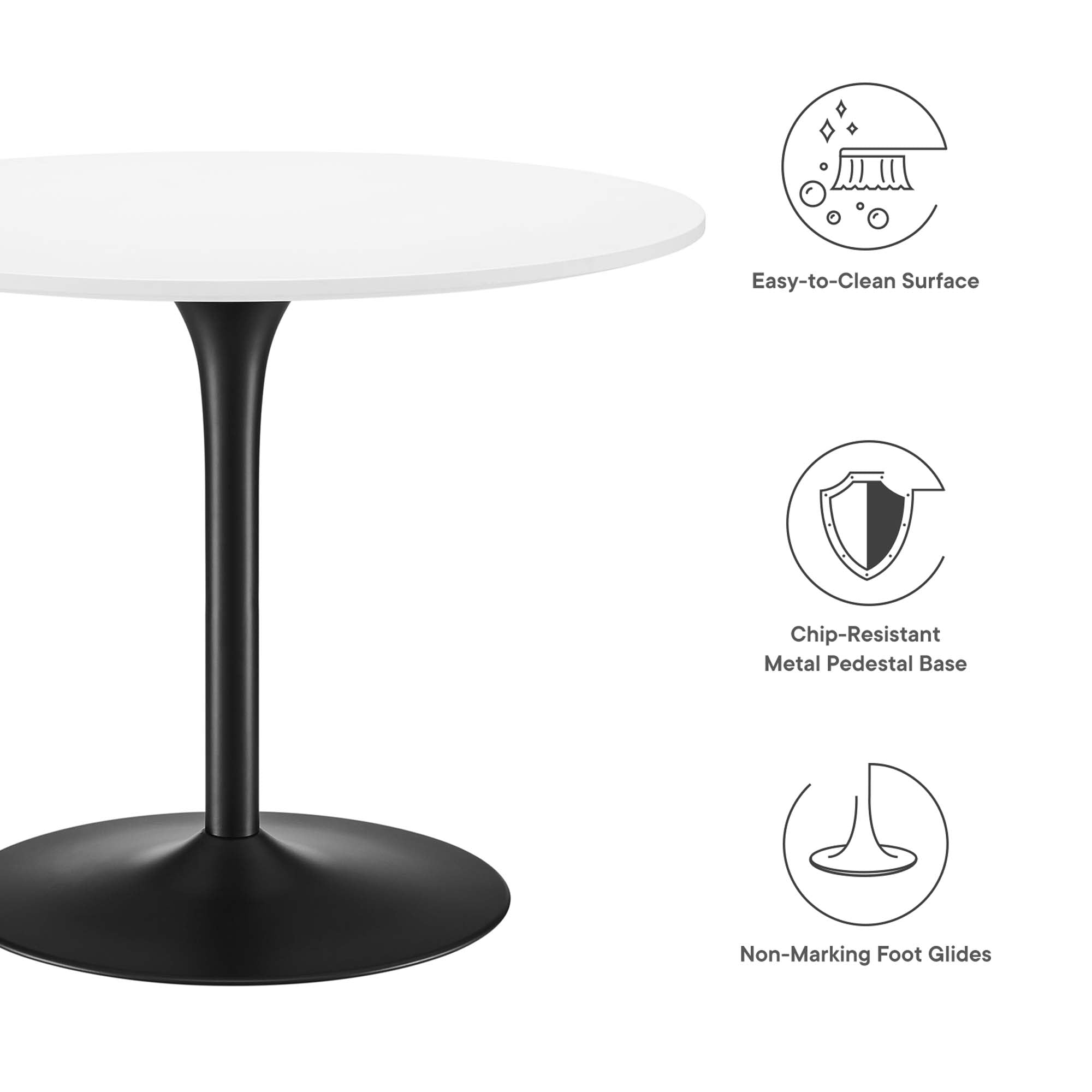 Pursuit 40" Dining Table - White Black