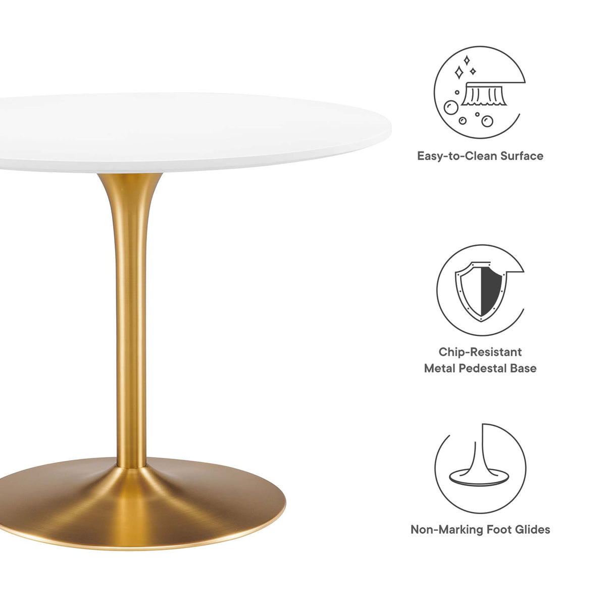 Pursuit 40" Dining Table - White Gold